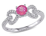 3/8 Carat (ctw) Lab-Created Pink Sapphire Heart Ring in 10K White Gold